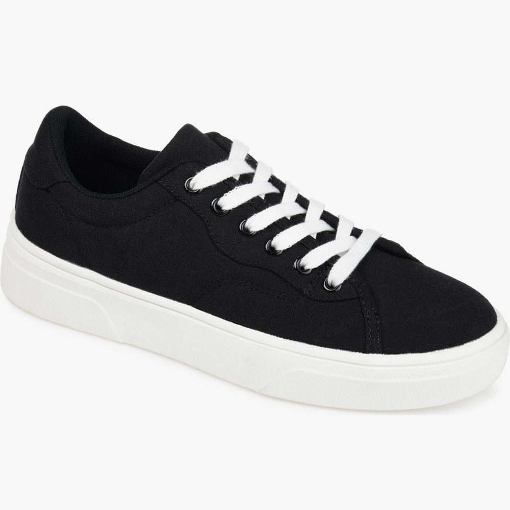 Journee Jennings Black Platform Lace Up Canvas Sneaker Size 7